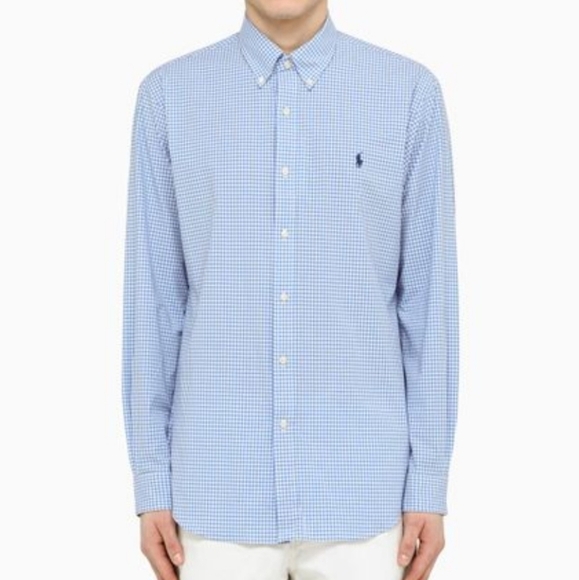 Ralph Lauren Classic Fit Gingham Oxford Linen Shirt Blue L - Picture 11 of 11